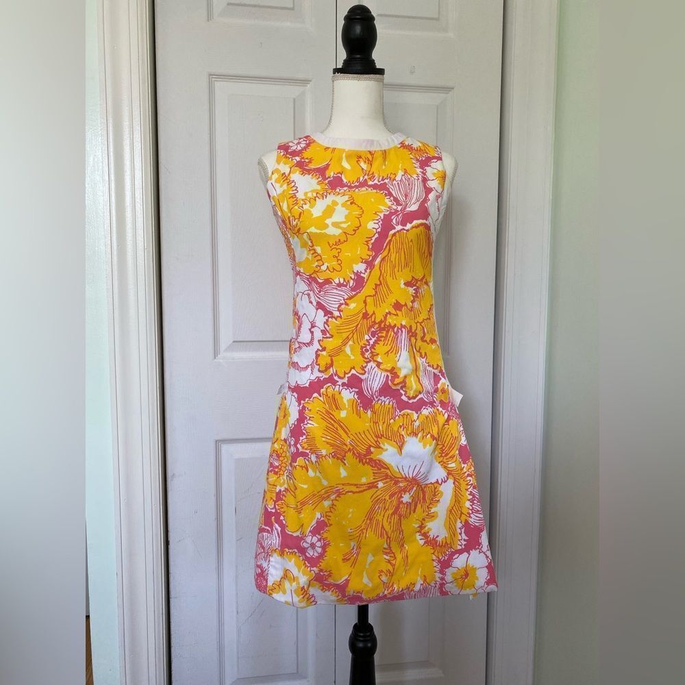 Lily Pulitzer Vintage 60s Mod Shift Dress Orange & Pink Cotton RARE